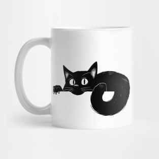 black cat peek Mug